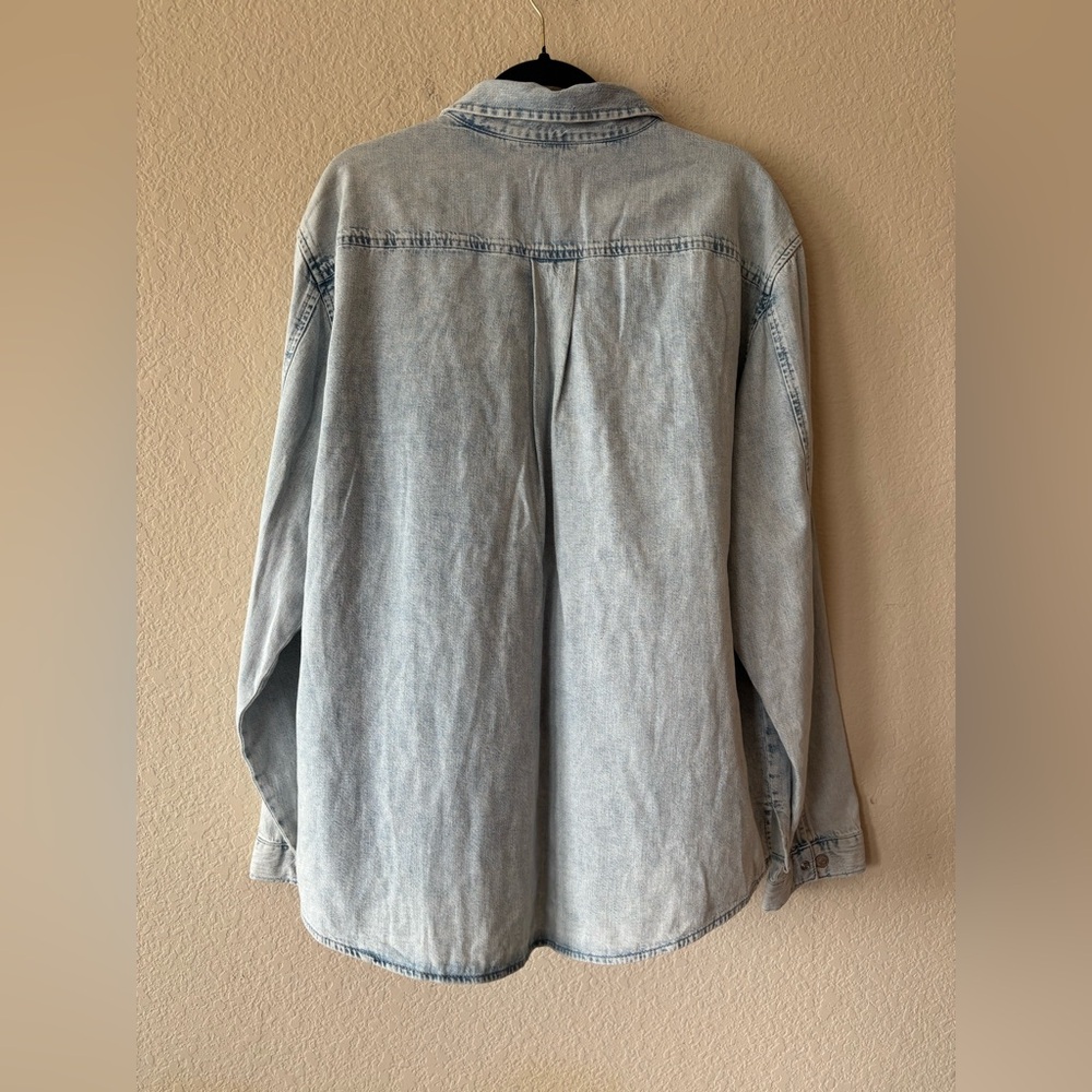 FRAME designer snap button down Cotton Denim long sleeve‎ shirt XXL - Picture 7 of 9